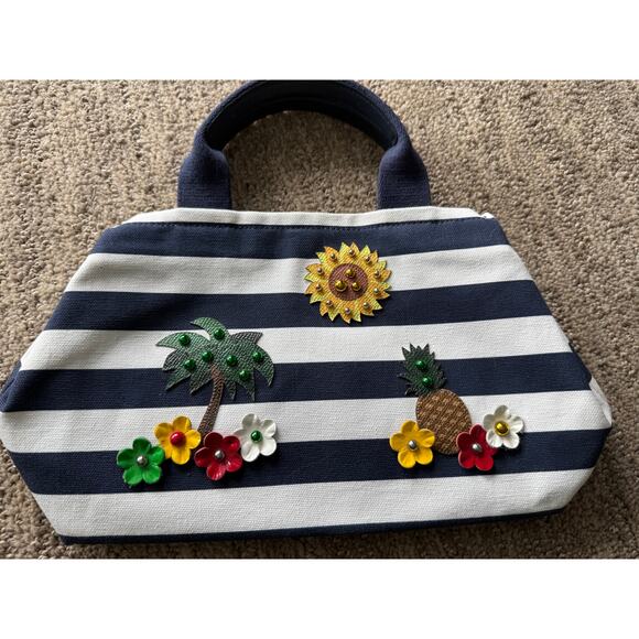 Dolce & Gabbana Small Purse. Blue and White Striped, Floral,‎ and Summer Design - Picture 1 of 7